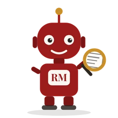 Marbles, a red robot holding a gold magnifying glass over a food label